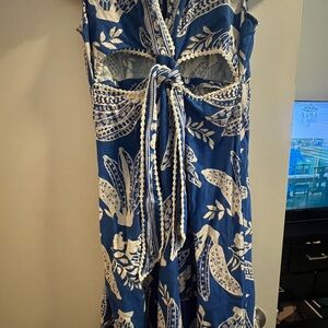 FARM Rio Blue and White Midi Dress